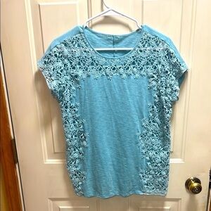 Women's Lace Detail Top - Light Blue